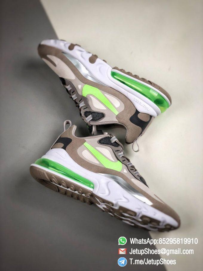 The Nike Air Max 270 React White Grey Silver Green RepSneaker Summit White Upper Grey Fringe Greey Nike Logo 08