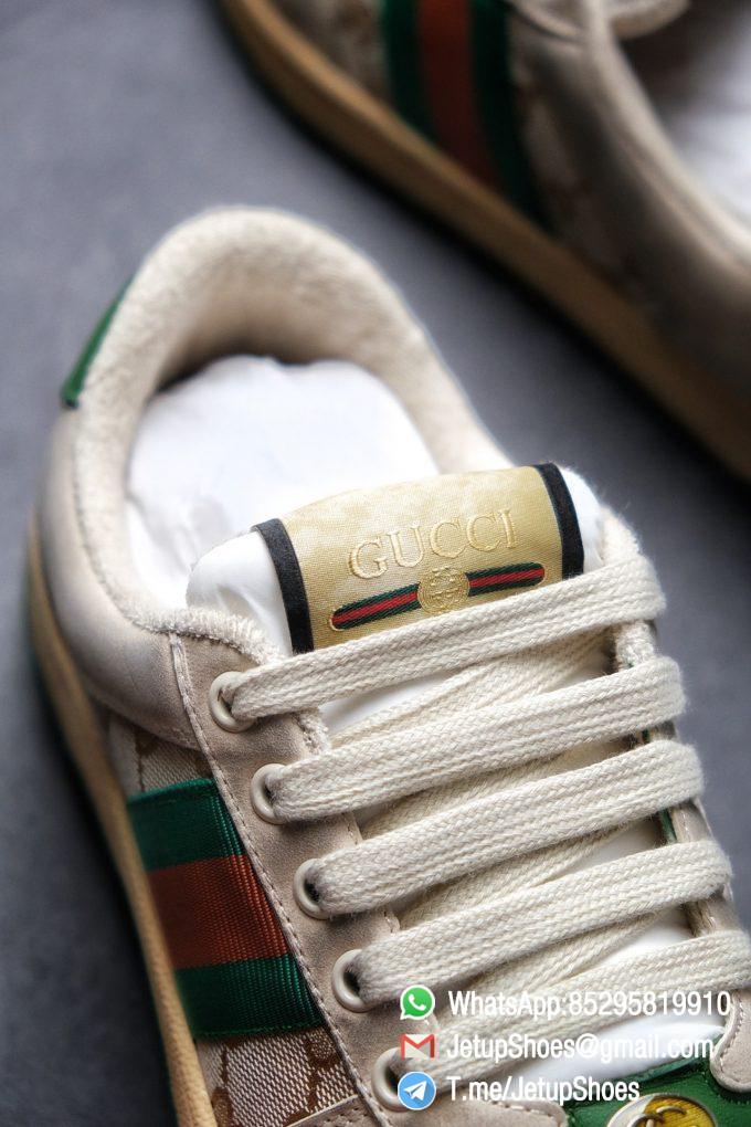 Gucci,Distressed Screener Sneaker,Screener Leather Sneaker,Low-Top,Screener Leather Sneaker Low-Top Sneaker, Gucci Vintage Green and Orange Effect Sneakers