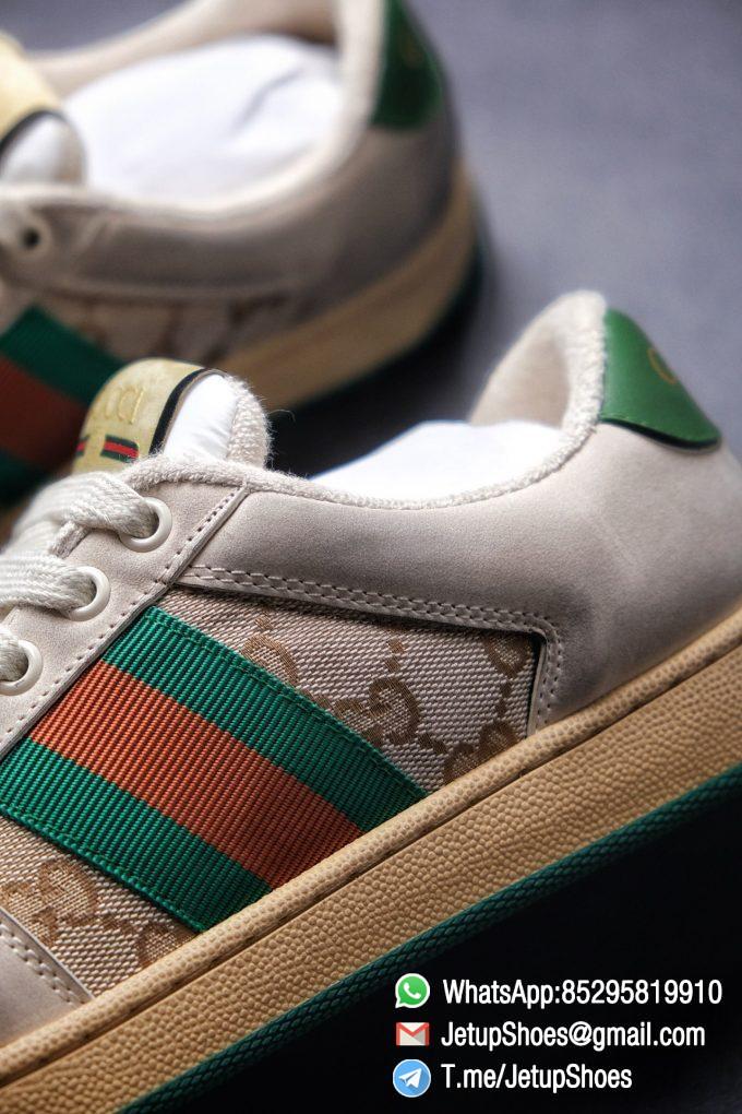 Gucci,Distressed Screener Sneaker,Screener Leather Sneaker,Low-Top,Screener Leather Sneaker Low-Top Sneaker, Gucci Vintage Green and Orange Effect Sneakers