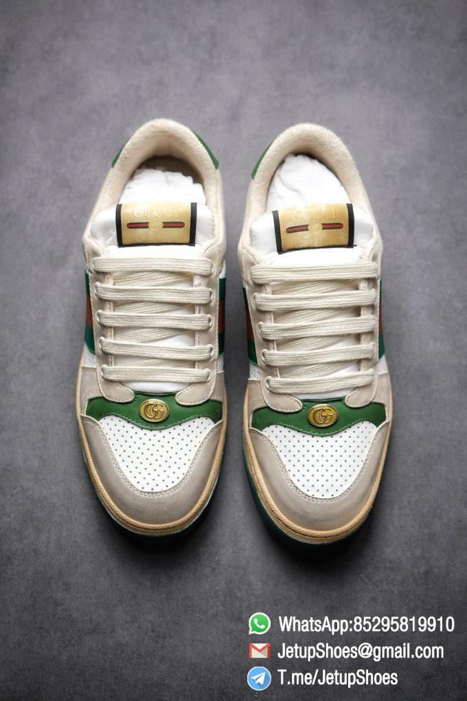 Gucci,Screener Leather Sneaker,Low-Top,Screener Leather Sneaker Low-Top Sneaker,Gucci Vintage Green and Orange Effect Sneakers