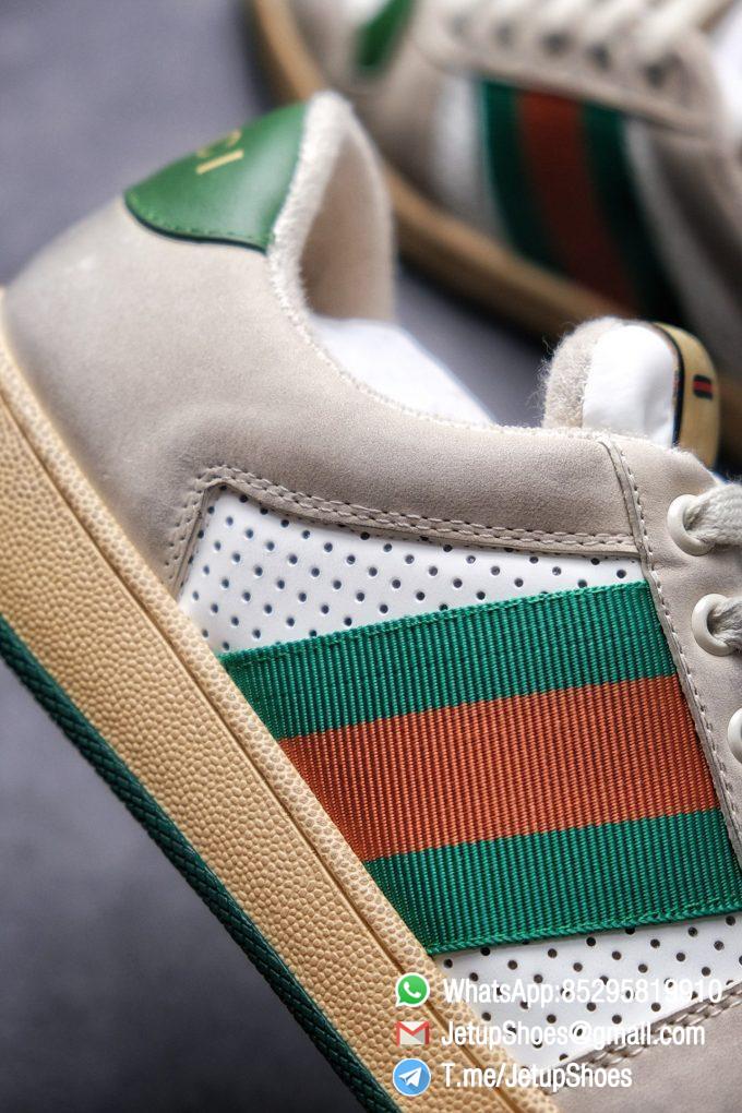 Gucci,Screener Leather Sneaker,Low-Top,Screener Leather Sneaker Low-Top Sneaker,Gucci Vintage Green and Orange Effect Sneakers