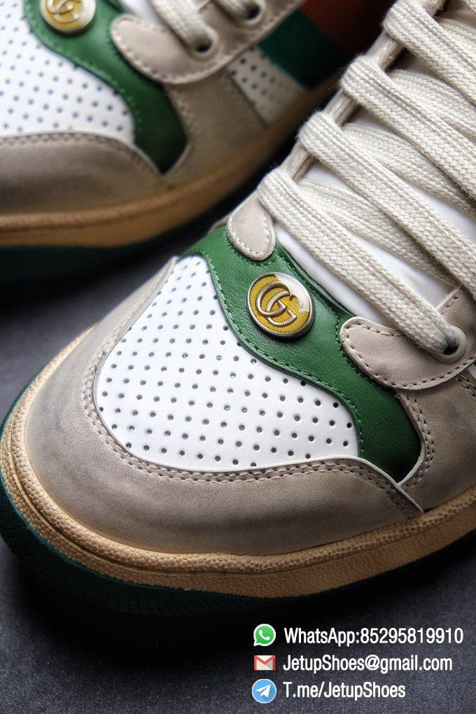 Gucci,Screener Leather Sneaker,Low-Top,Screener Leather Sneaker Low-Top Sneaker,Gucci Vintage Green and Orange Effect Sneakers