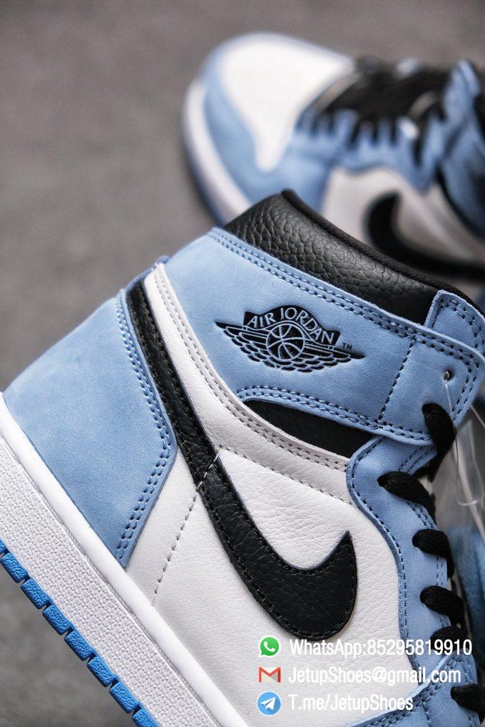 Replica Snkrs Air Jordan 1 Retro High OG University Blue Leather White Upper Blue Overlays Black Signature Swoosh SKU 555088 134 05