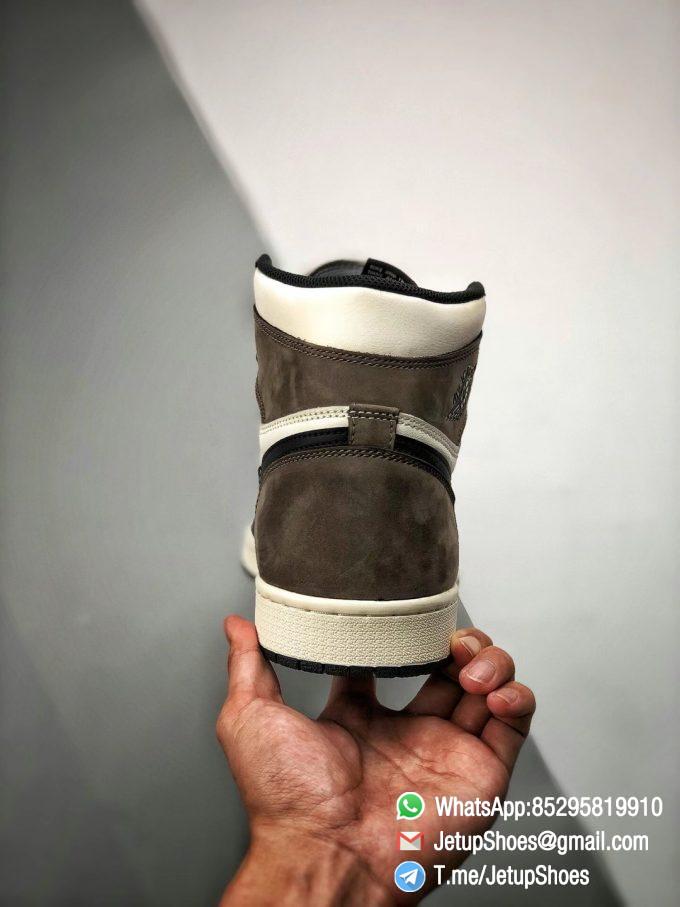 Best Replica Air Jordan 1 Retro High OG Dark Mocha Off white Leather Base and Black Overylays Top Quality Sneakers 09