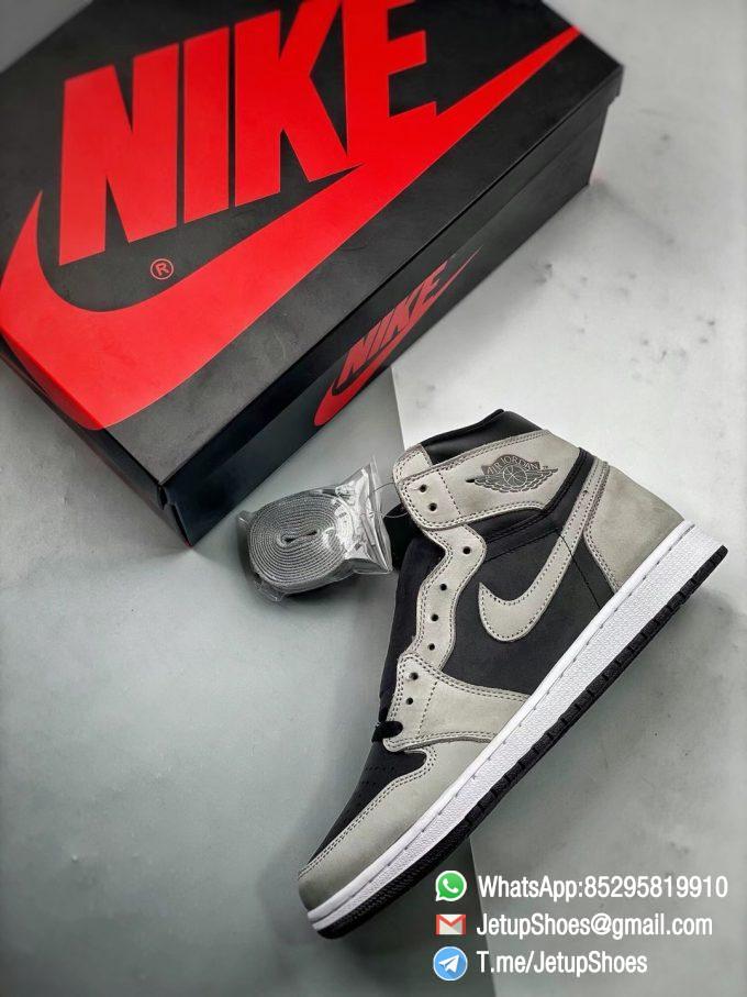 Best Replica Air Jordan 1 Retro High OG Shadow 2.0 Black Leather Upper Grey Suede Overlays RepSnkrs 010