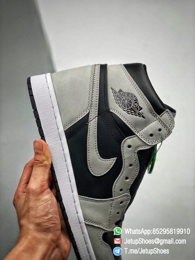 Best Replica Air Jordan 1 Retro High OG Shadow 2.0 Black Leather Upper Grey Suede Overlays RepSnkrs 05