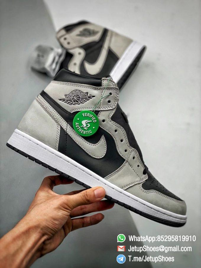 Best Replica Air Jordan 1 Retro High OG Shadow 2.0 Black Leather Upper Grey Suede Overlays RepSnkrs 06