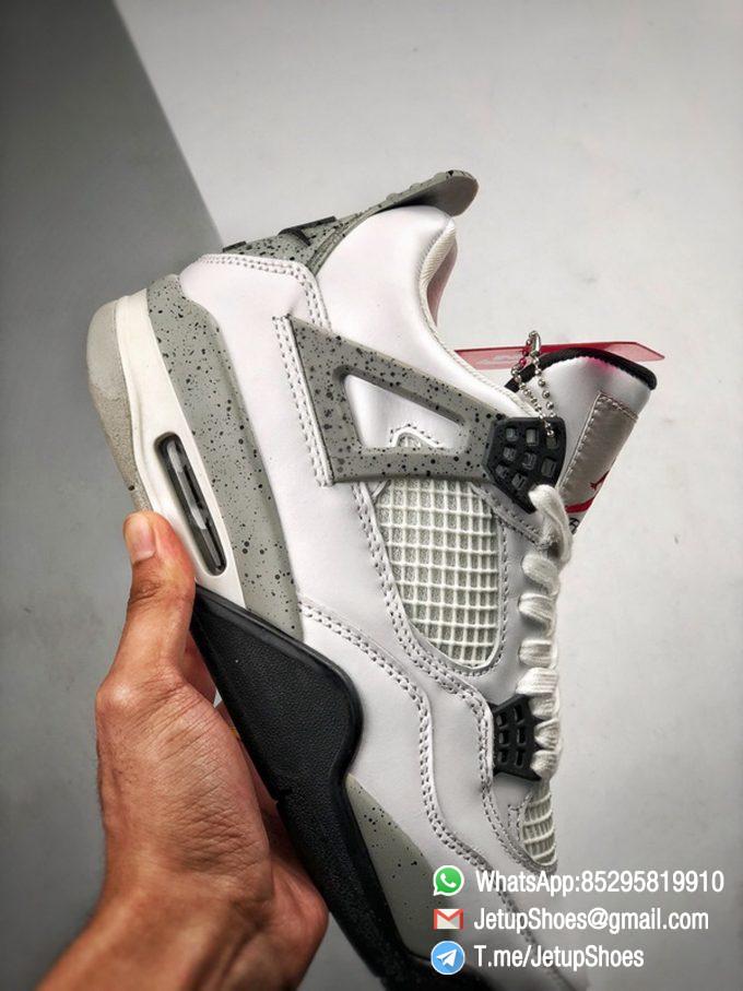 RepSneakers Air Jordan 4 Retro White Cement White Fire Red Black and Tech Grey Colorway Best Replica AJ4 Sneakers 05