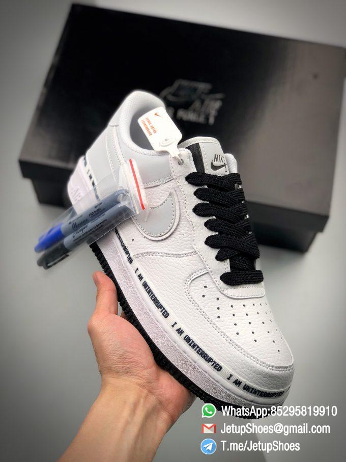 RepSneakers Nike Air Force 1 07 Low x Uniterrupted White Black I am Uninterrupted Scrawl Sneakers 01