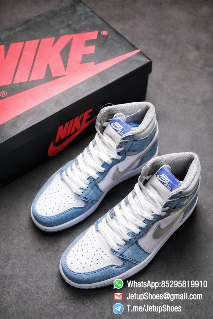 RepSnkrs Air Jordan 1 Retro High OG Hyper Royal 555088 402 White Suede Upper faded blue Overlay Best RepSneakers 011