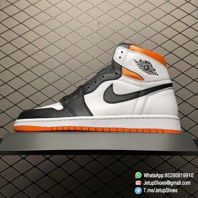 Air Jordan 1 Retro High OG Electro Orange SKU 555088 180 White Leather Upper Black Hits Orange Finish Best RepSnkrs 01