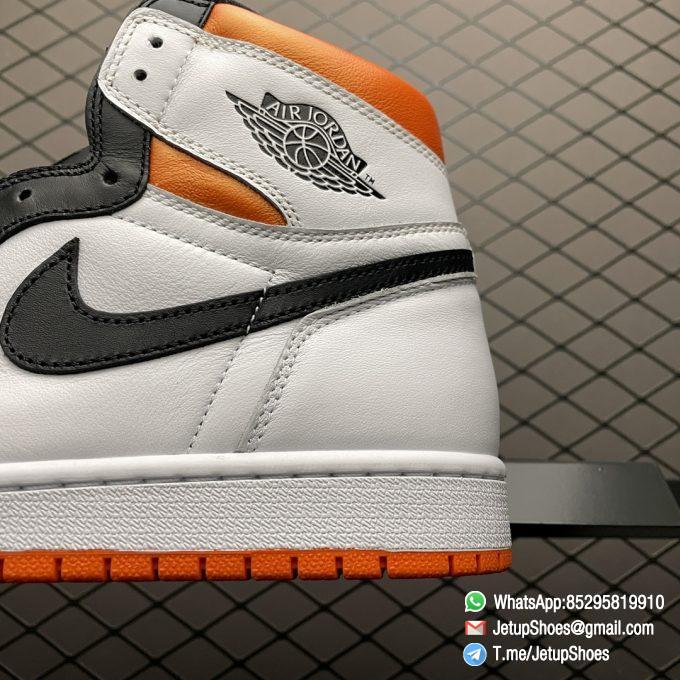 Air Jordan 1 Retro High OG Electro Orange SKU 555088 180 White Leather Upper Black Hits Orange Finish Best RepSnkrs 04