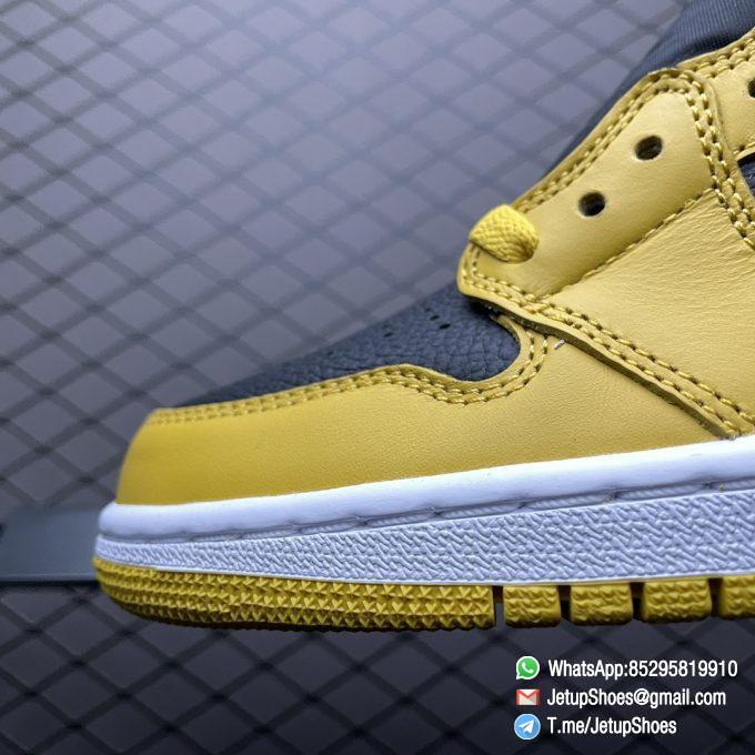 Air Jordan 1 Retro High Pollen SKU 555088 701 Yellow Overlays Atop a Black Leather Base Top Fake Sneakers 03