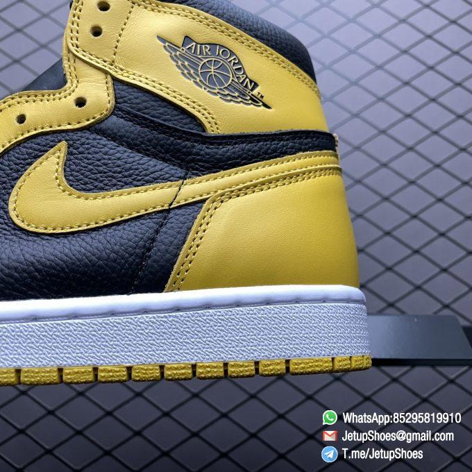 Air Jordan 1 Retro High Pollen SKU 555088 701 Yellow Overlays Atop a Black Leather Base Top Fake Sneakers 04