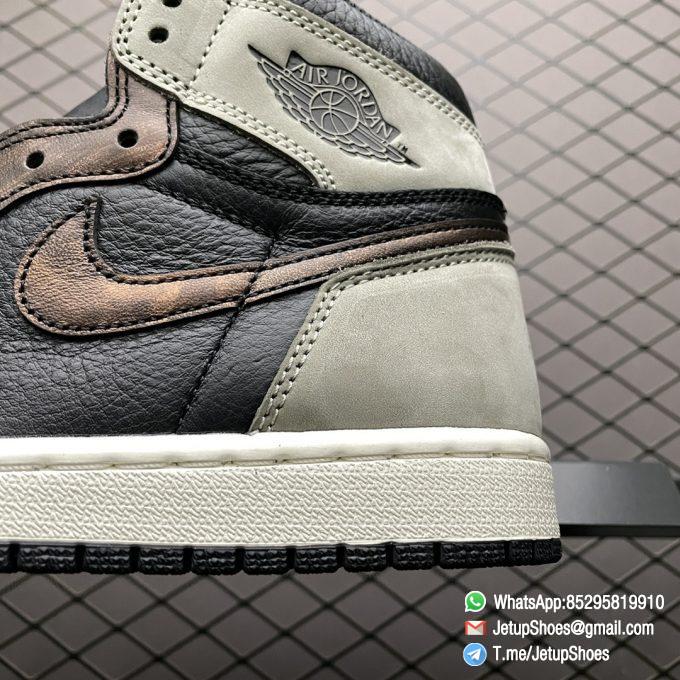 Best Replica Air Jordan 1 Retro High Light Army Rust Shadow Patina Distressed Bronze Finish Black Tumbled Leather Upper 04