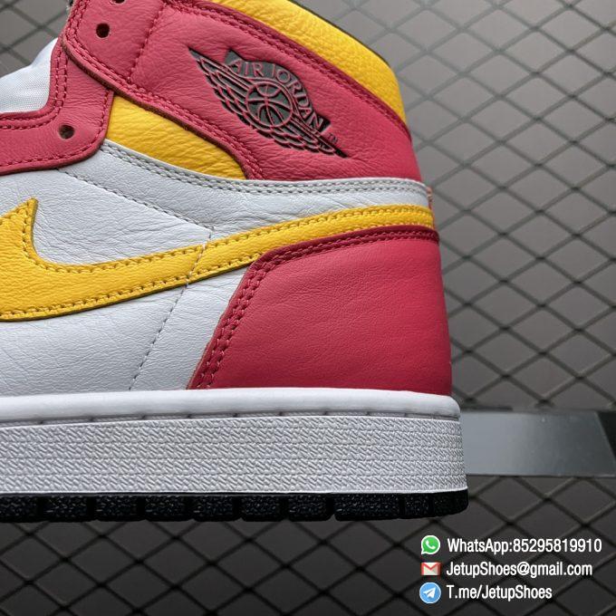 Top Fake Shoes Jordan 1 Retro High OG Light Fusion Red SKU 555088 603 White Upper Dark Pink Overlays Orange Accents Land 08