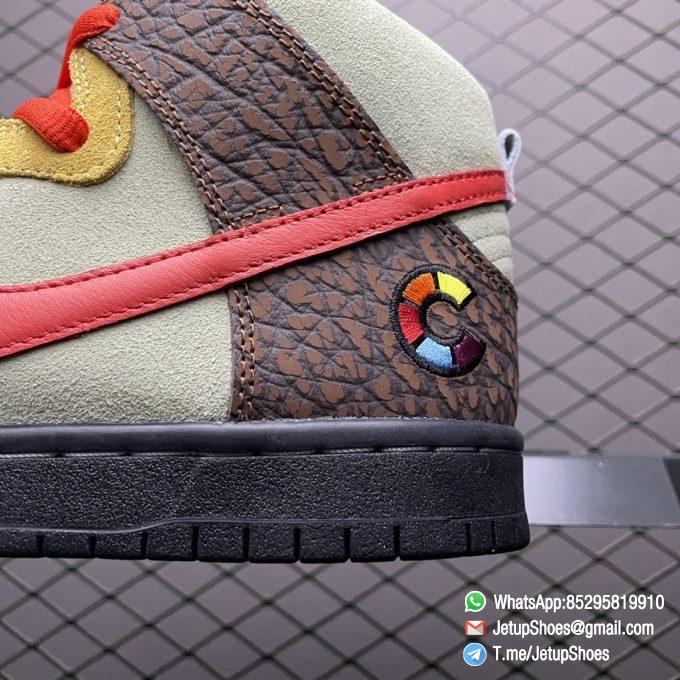 Best Replica Sneakers Nike Dunk SB Color Skates x Dunk High SB Kebab and Destroy Tan Suede Upper White Tzatziki Toe Brown Elephant print Heel All In SKU CZ2205 700 07