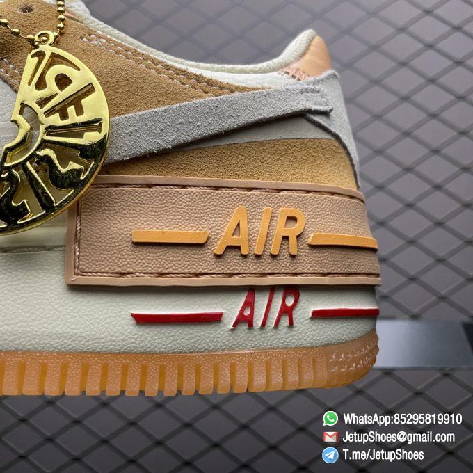 RepSneakers Nike Wmns Air Force 1 Shadow Sisterhood Cashmere Orange Leather Uppers and Lacestays Coral Suede smooth overlays Gold Pendant SISTER SKU DM8157 700 07