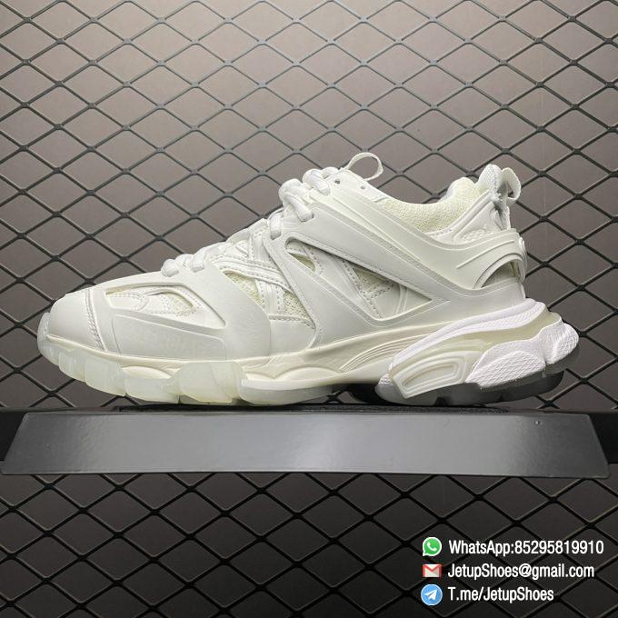 Replica Sneakers Balenciaga Mens Track Sneaker In White Mesh and Nylon Upper Glow In The Dark Effect Track Embossed Heel BB Embossed Outsole SKU 542023W3CR19000 01