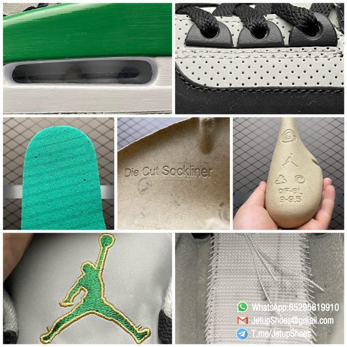 Best Replica Air Jordan 3 Retro Pine Green Black Textured Nubuck Upper Signature Elephant Overlays Green Eyelets Collar Jumpman Icon tongue Heel Top Fake Sneakers 09