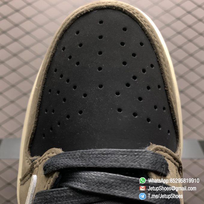 Best Replica Travis Scott x Air Jordan 1 Low Mocha Black and Dark Mocha Upper Oversized Backward Facing Swoosh Cactus Jack Logo Scotts face Pattern SKU CQ4277 001 08