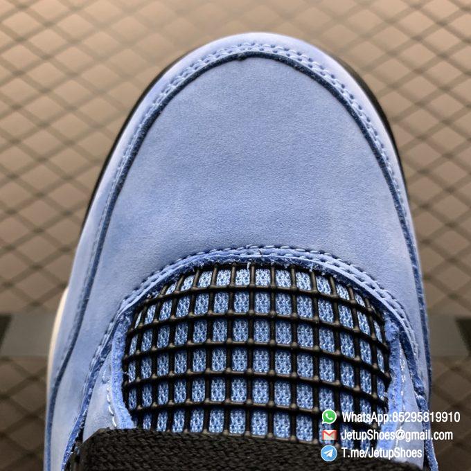 Best Replica Travis Scott x Air Jordan 4 Retro Cactus Jack University Blue Varsity Red Insole Upper Black Lace Light Blue Speckle Pattern Cactus Jack Branding SKU 308497 406 08