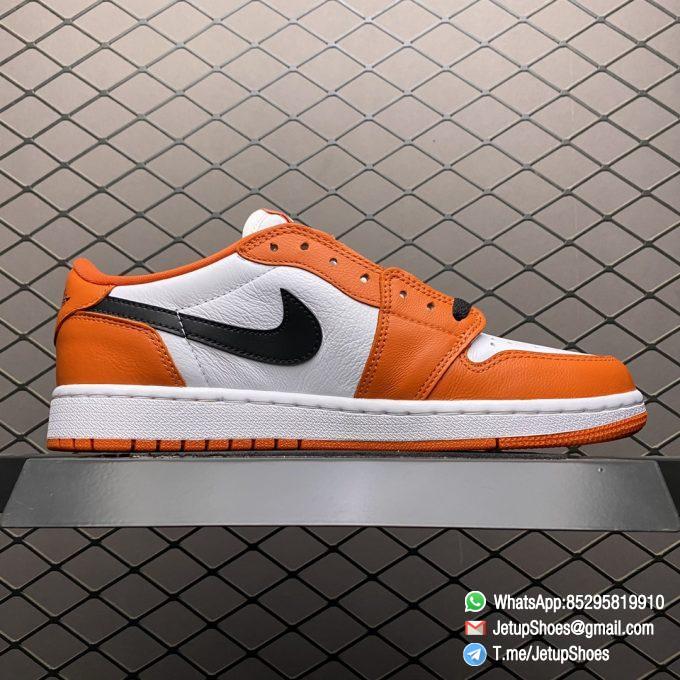 Replica Sneakers Air Jordan 1 Low OG Starfish White Base Leather Upper Orange Overlays Black Hits Swoosh Laces and Jordan Wings Logo SKU CZ0790 801 Top RepSneakers 03