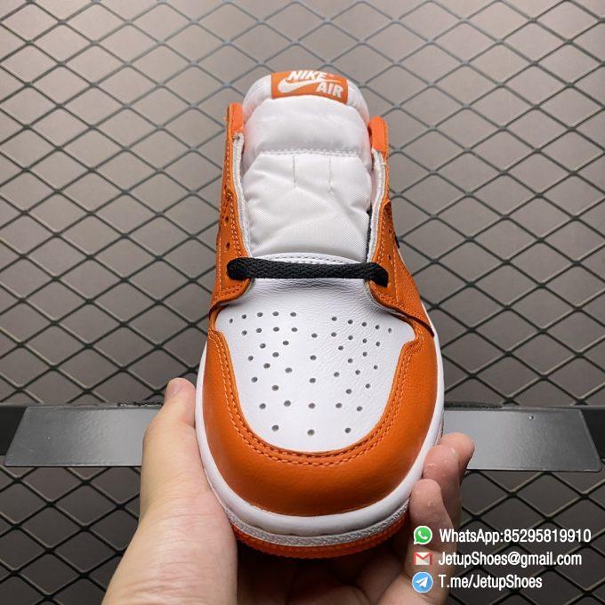 Replica Sneakers Air Jordan 1 Low OG Starfish White Base Leather Upper Orange Overlays Black Hits Swoosh Laces and Jordan Wings Logo SKU CZ0790 801 Top RepSneakers 08