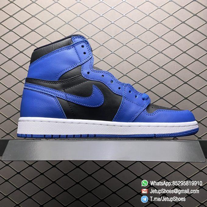 Top Replica Air Jordan 1 Retro High OG Dark Marina Blue Black Blue Two tone Color Leather Upper Dark Blue Overlays Blue Swoosh Black Jordan Wing Logo SKU 555088 404 02