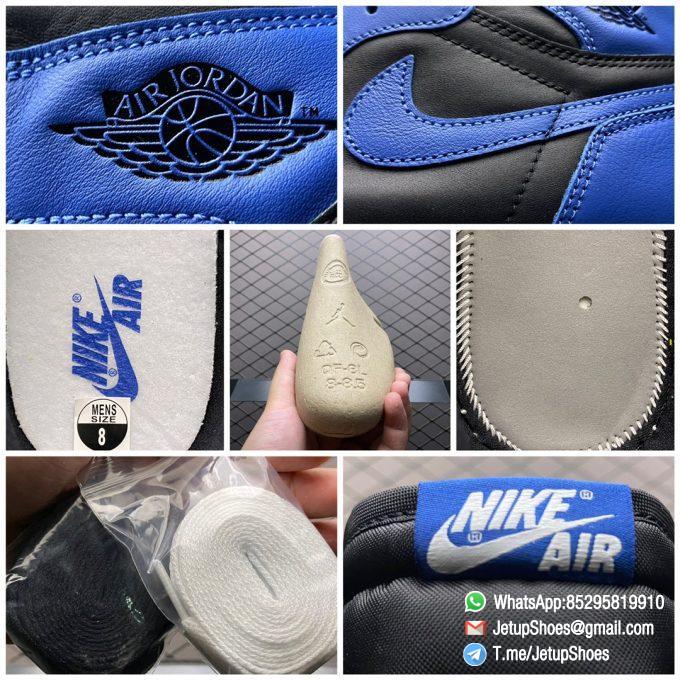 Top Replica Air Jordan 1 Retro High OG Dark Marina Blue Black Blue Two tone Color Leather Upper Dark Blue Overlays Blue Swoosh Black Jordan Wing Logo SKU 555088 404 09