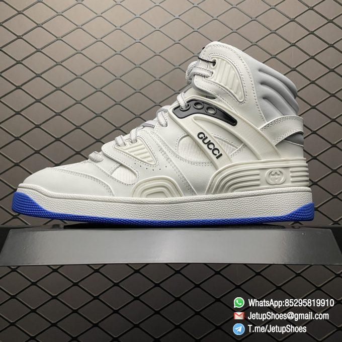 Repsneakers Womens Gucci Basket High Sneaker White Blue SKU 661301 2SHA0 9014 Top Quality RepSnkrs 01