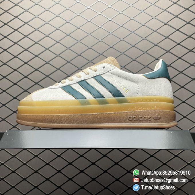 RepSneakers Wmns Adidas Gazelle Bold Cream Collegiate Green SKU ID7056 Suede Upper FashionReps Snkrs 01