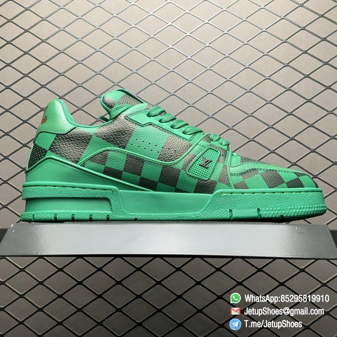 RepSneakers Louis Vuitton Trainer Damier Pop Green Leather Upper FashionReps Snkrs 02