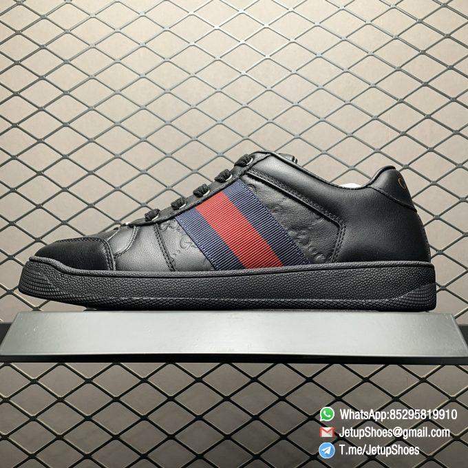 RepSneakers 2024 Gucci Screener Sneaker GG Embossed Black Leather Upper Replica GG Sneakers 01