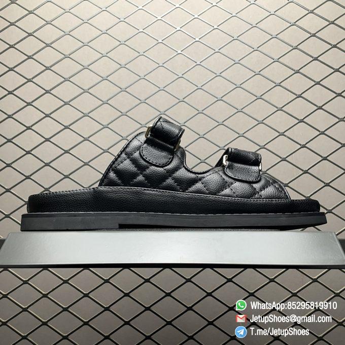 RepSneakers Chanel 2024 Summer Womens Open Toe Black Leather Dad Sandals CC Slippers Designer FashionReps 02