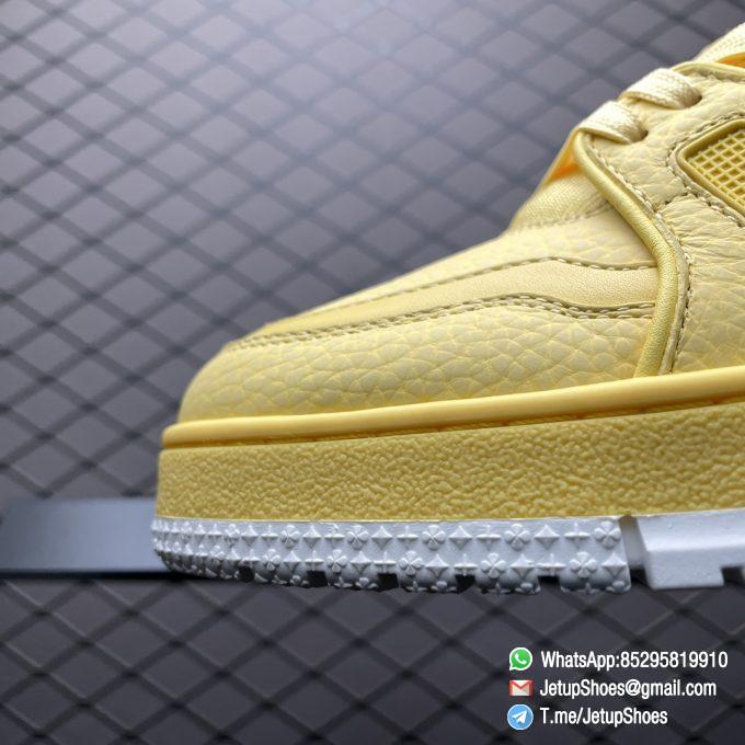 RepSneakers LV Trainer Sneaker 1ACQ80 Yellow Ubuck Grained calf leather Designer Rep Sneakers 03